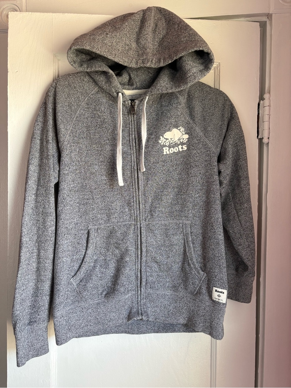 Roots Organic Original Full Zip Hoodie Salt & Pepper Grey Small